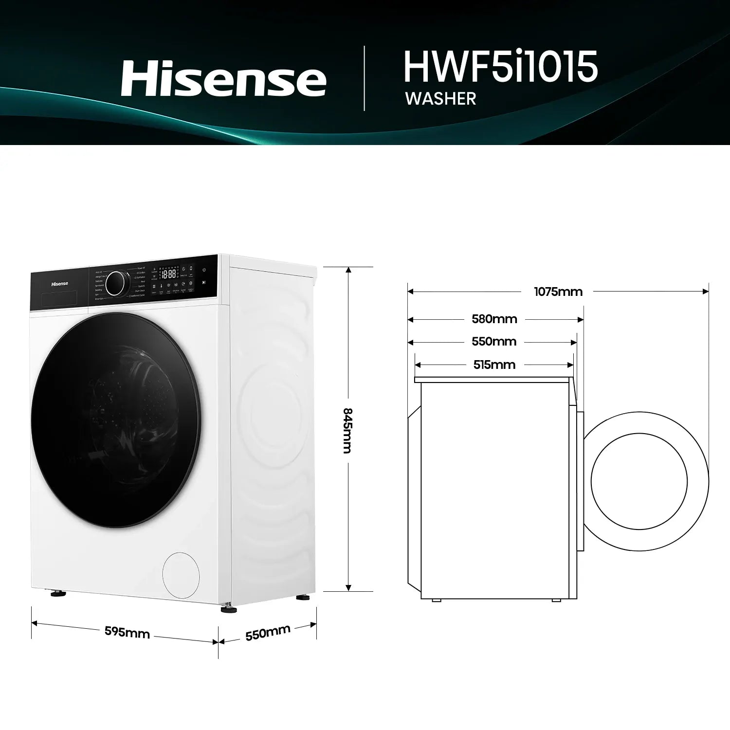 Hisense 10kg Series 5i Front Load Washing Machine HWF5i1015