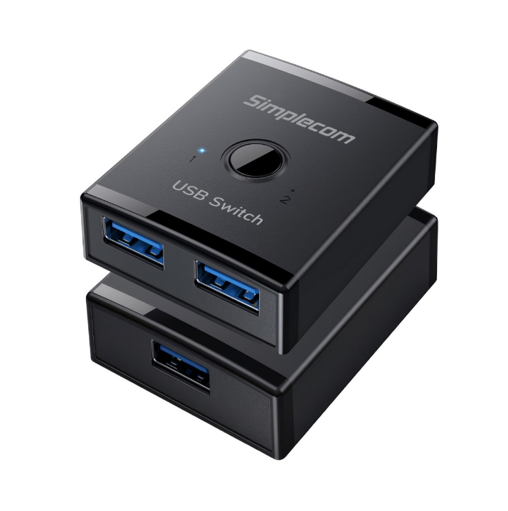 Simplecom KM125 Bi-Directional 2-Way USB 3.0 Switch 1 In 2 Out (2 In 1 Out) 5Gbps Ideal for sharing USB device between 2 computers