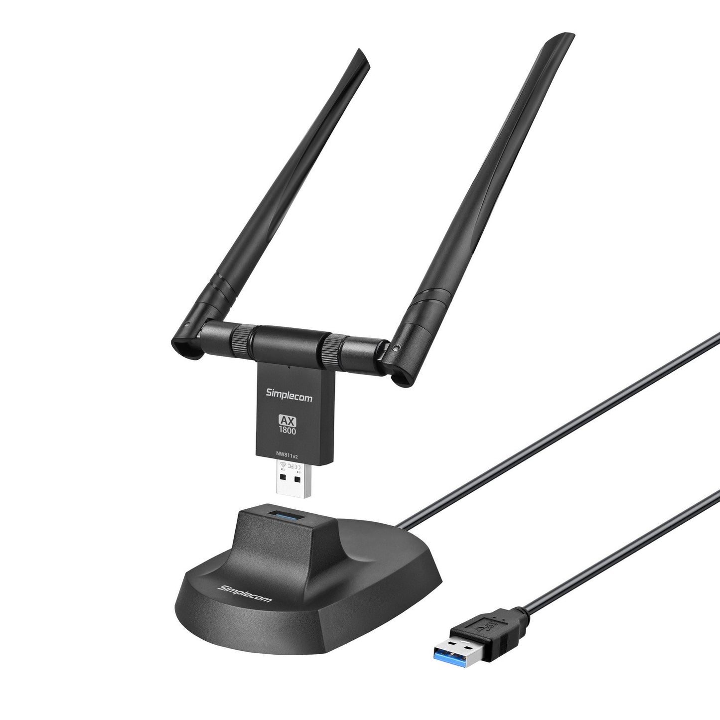 Simplecom (LS)Simplecom NW811v2 AX1800 Dual Band WiFi 6 USB Adapter 802.11ax with 2x 5dBi High Gain Antennas