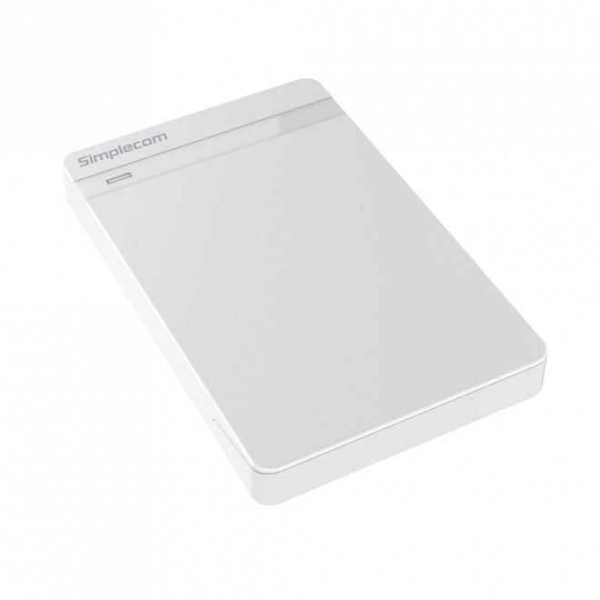 Simplecom SE203 Tool Free 2.5' SATA HDD SSD to USB 3.0 Hard Drive Enclosure - White Enclosure Super Speed USB3.0 offer Transfer Rates Up To 5Gbps, SE203-WHITE