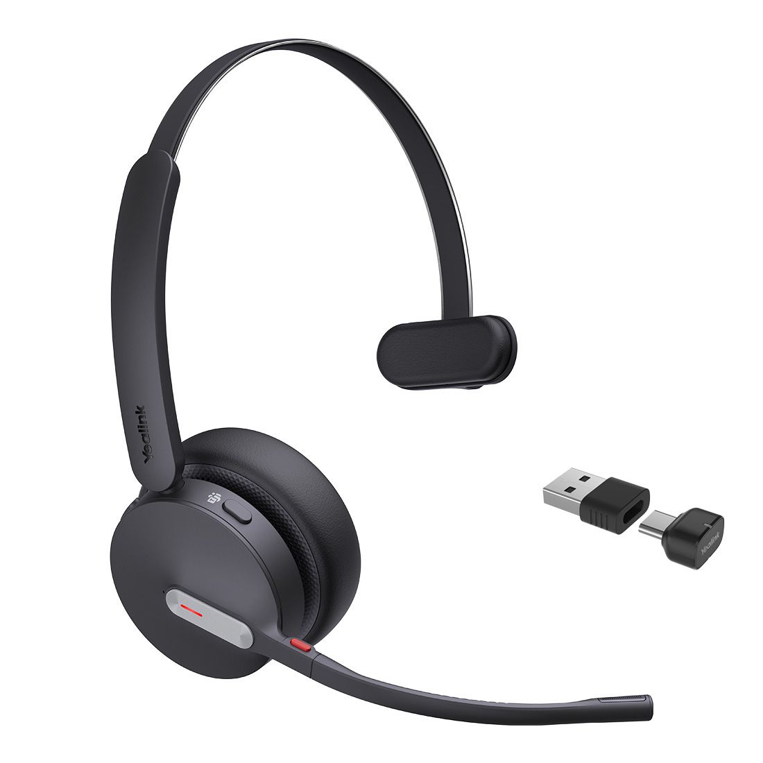 Yealink BH70 Bluetooth Wireless Mono Headset Microsoft Teams, 3 mic noise cancellation Talk time up to 35h BT51 C Dongle with Type A Adaper, BH70-M-MS-C/A