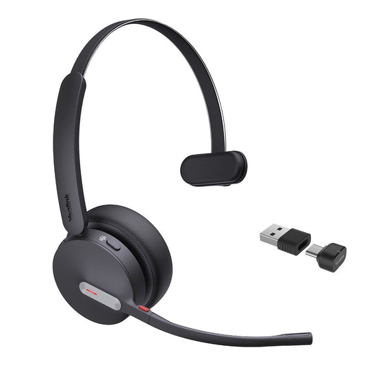 Yealink BH70 Bluetooth Wireless Mono Headset Microsoft Teams, 3 mic noise cancellation Talk time up to 35h BT51 C Dongle with Type A Adaper, BH70-M-MS-C/A