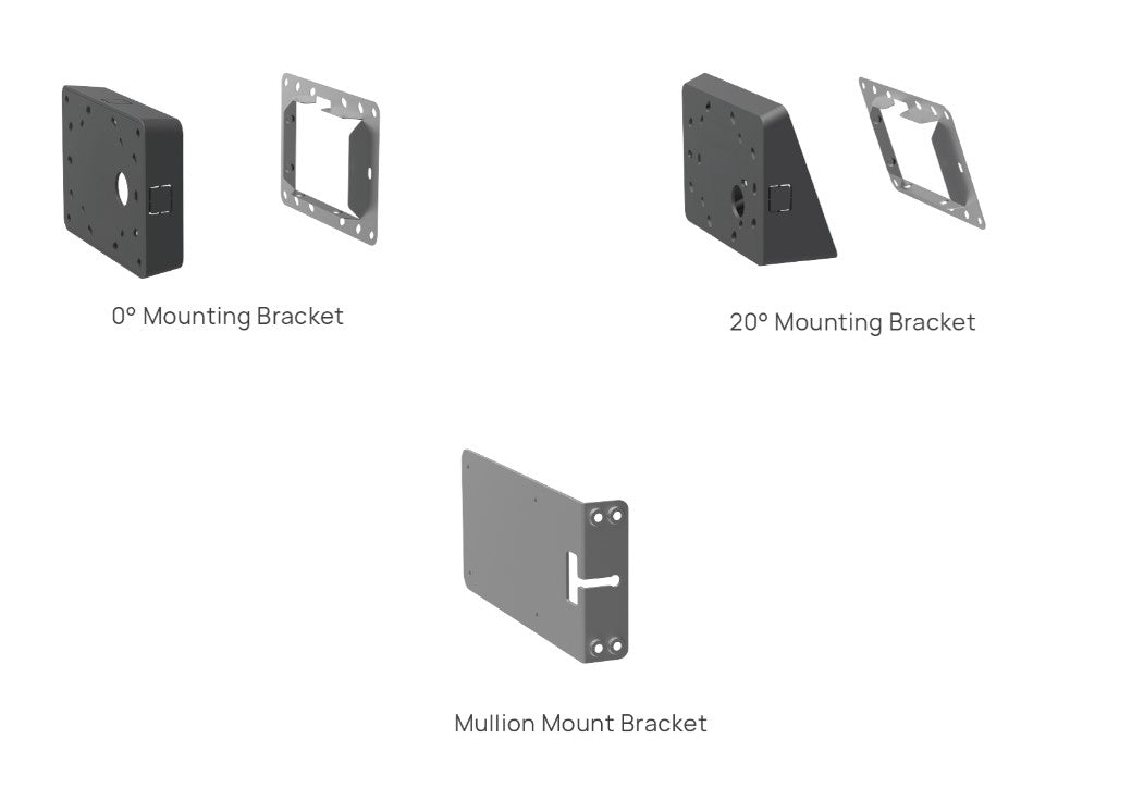 Yealink RoomPanel Mount Kits, Device Compatibility RoomPanel, 0° Mounting Bracket, 20° Mounting Bracket, Mullion Mount Bracket, RoomPanel-Mount-Kits
