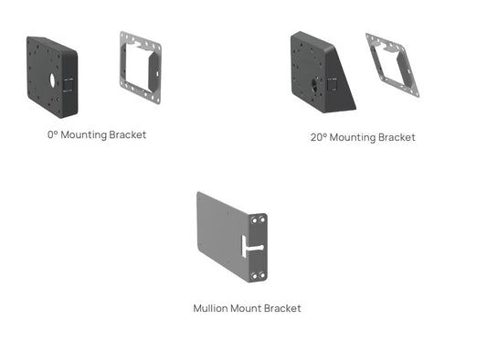Yealink RoomPanel Mount Kits, Device Compatibility RoomPanel, 0° Mounting Bracket, 20° Mounting Bracket, Mullion Mount Bracket, RoomPanel-Mount-Kits