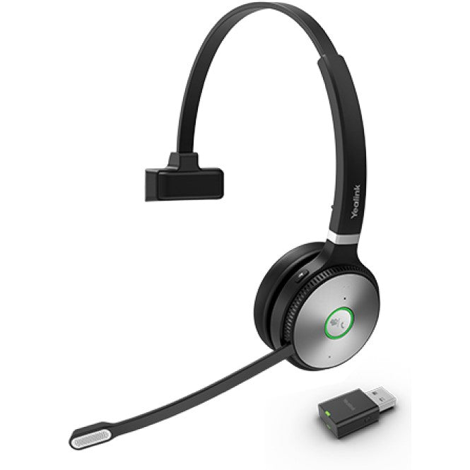 Yealink WH62 Portable Mono DECT Wireless Headset, WDD60 DECT Dongle,USB Charging Cable,Carry Pouch,Microsoft Teams & Zoom Certified,2Mics, EOS, TEAMS-WH62-M-P