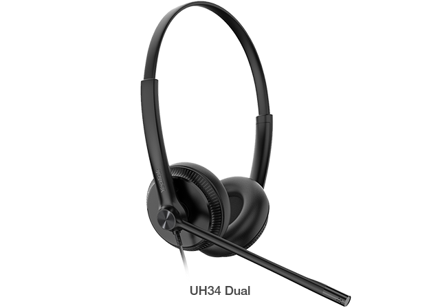 Yealink UH34 Dual Teams USB Headset, Lightweight, All Day Wearing Comfort, Ear Wideband Noise Cancelling Microphone, Leather Ear Cushions, USB-A, UH34-D-MS