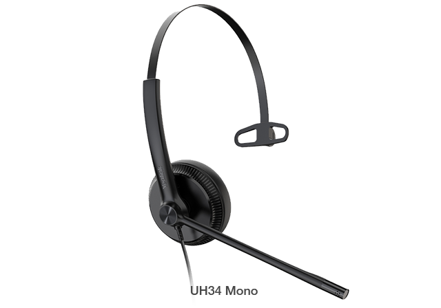 Yealink UH34 Mono Teams USB Headset, Lightweight, All Day Wearing Comfort, Ear Wideband Noise Cancelling Microphone, Leather Ear Cushions, USB-A, UH34-M-MS
