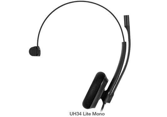 Yealink UH34 Lite Mono Teams USB Headset, Lightweight, All Day Wearing Comfort, Ear Wideband Noise Cancelling Microphone, Foamy Ear Cushions, USB-A, UH34-L-M-MS