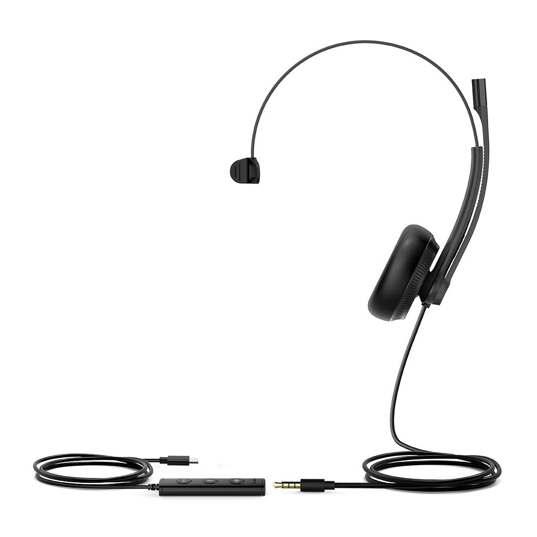 Yealink UH34 Special Edition Mono UC USB Headset, USB-C 3.5mm, Audio Clarity, Noise Cancelling Microphone, Leather Ear Cushions, YHC20 Controller, UH34SE-M-UC-C