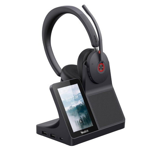 Yealink WH68 DECT + Bluetooth dual-mode, USB-A, USB-C, wireless headset workstation, noise-cancelling headset, touchscreen hub - speakerphone, WH68-Workstation