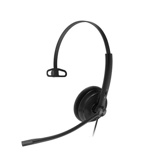 Yealink YHS34 Mono Wired Headset with QD to RJ Port, Wideband Noise-Canceling Headset, Monaural Ear, RJ9, QD Cord, Leather Ear Piece, Hearing Protecti, YHS34-M