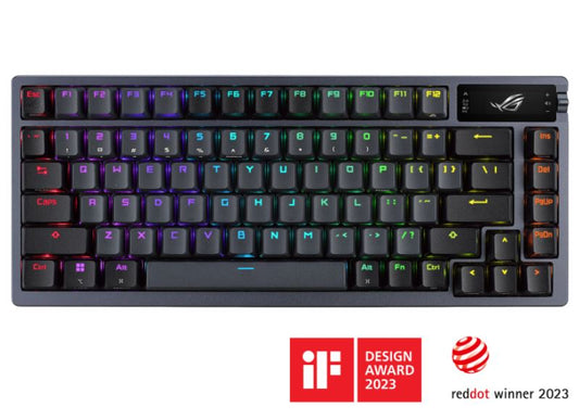ASUS ROG AZOTH/NXSM/PBT Gaming Keyboard, OLED Display, NX Storm Switch, 75 Keys, Tri-mode Connection, Black, Tactile Bump/Clicky, ROG AZOTH/ PBT/ BLK STORM SWITCH