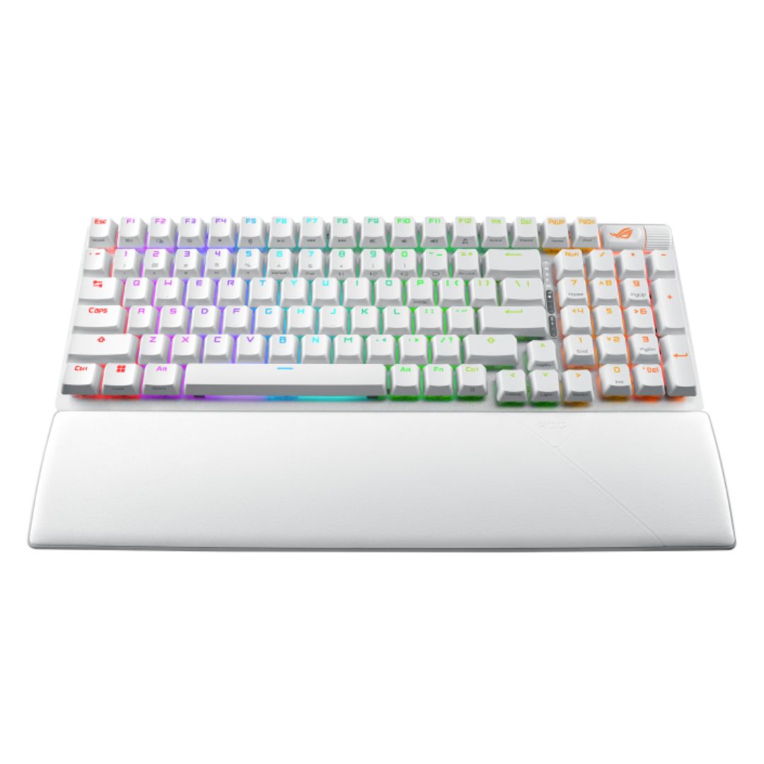 ASUS ROG STRIX SCOPE II 96 WL Storm Switch NX Wireless Gaming Mechanical Keyboard, Tri-mode Connection, Streamer hotkeys, PBT Keycaps (White), Clicky, ROG STRIX SCOPE II 96 WL Storm Switch WHT