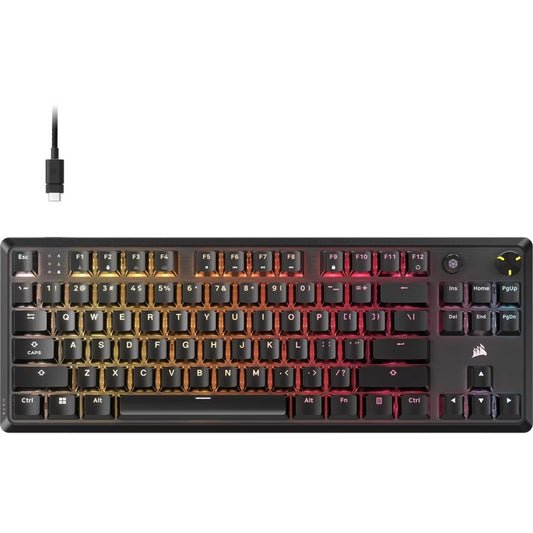 Corsair K70 CORE TKL RGB Mechanical Gaming Keyboard, MLX Red switches, full key rollover, RGB, 1,000Hz, USB wired, iCUE support, PC/Mac/Xbox, CH-911911E-NA