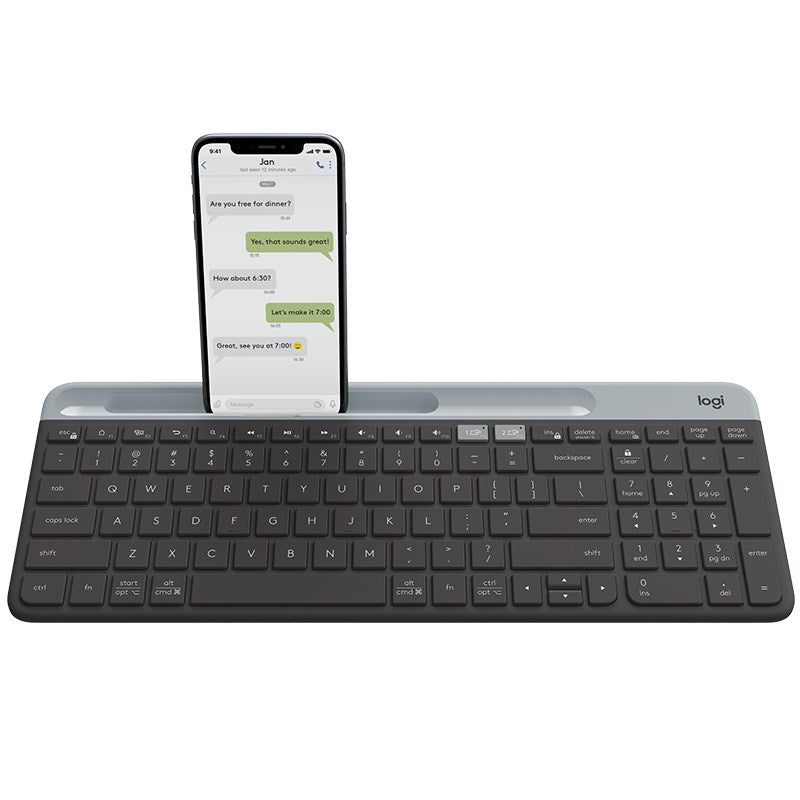 Logitech K580 Unifying Slim Easy Switch Multi-Device Wireless Keyboard - 18 months Battery Life, Mac/iOS/Andriod/Windows, Bluetooth + USB - Graphite, 920-009210