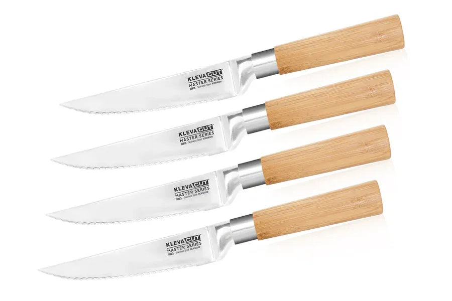 KlevaCut Master Series Bamboo Steak Knives Set of 4 - KCMSB200
