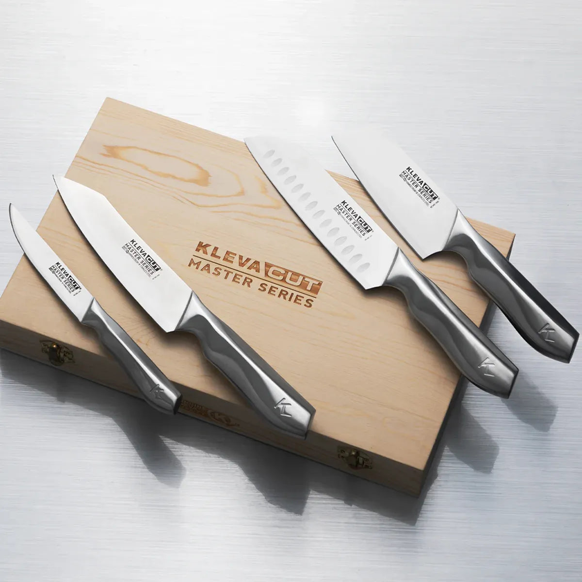 KlevaCut Master Series 4-Piece Knife Set with Bamboo Case - KCMSSET400