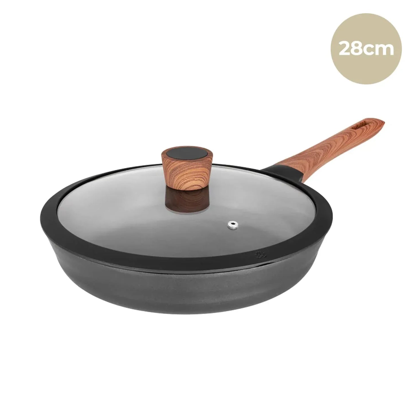 Kleva Diamond Earth 28cm Frying Pan with Glass Lid - KDEFPAN28LID