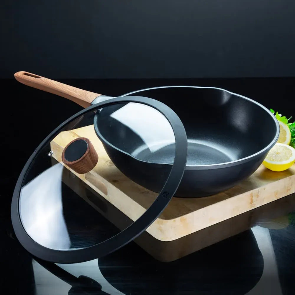 Kleva Diamond Earth 30cm Wok with Glass Lid - KDEWOK30