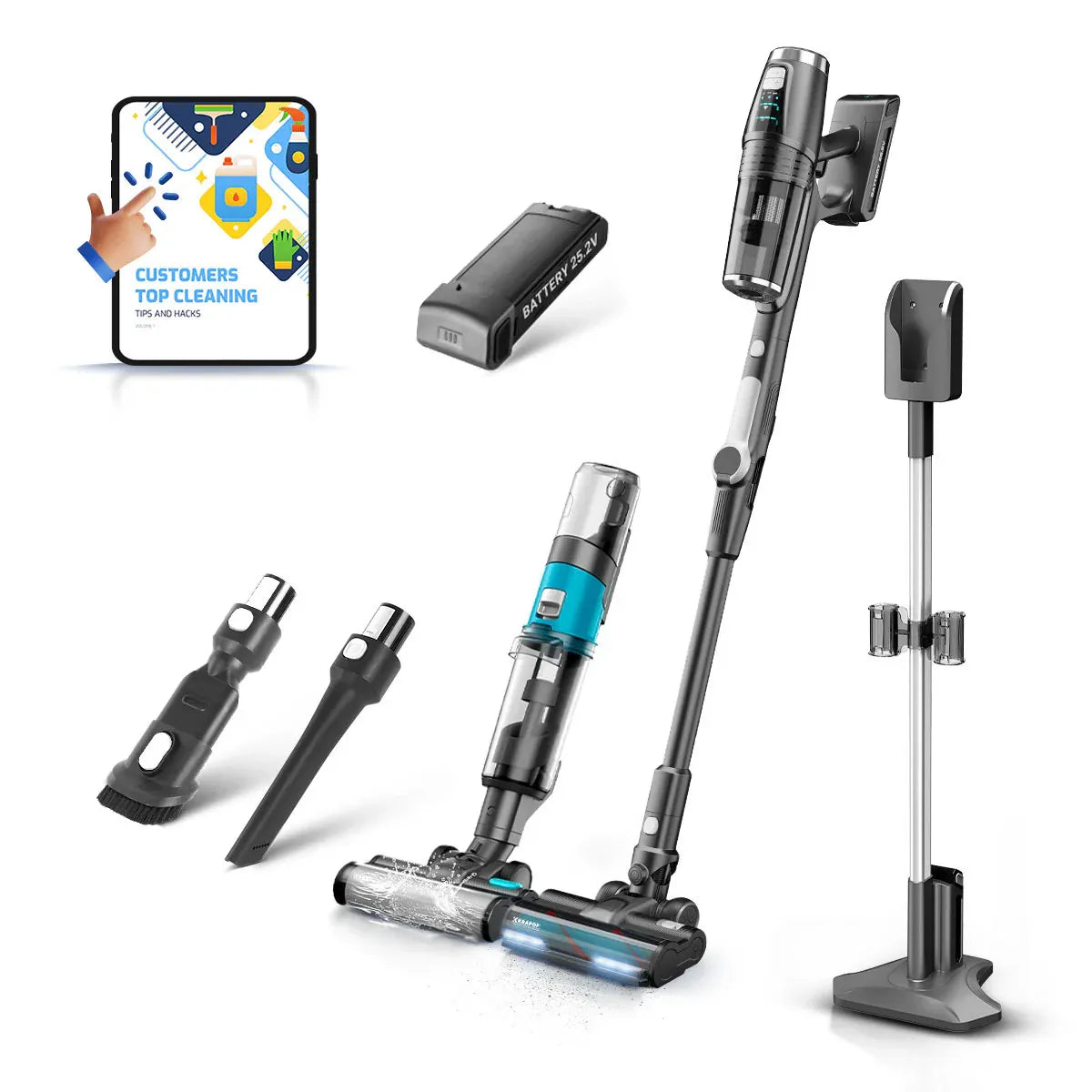 Krapof Slim Vac Wet and Dry 2-in-1 Cordless Stick Vacuum and Mop - KRWDVAC-03