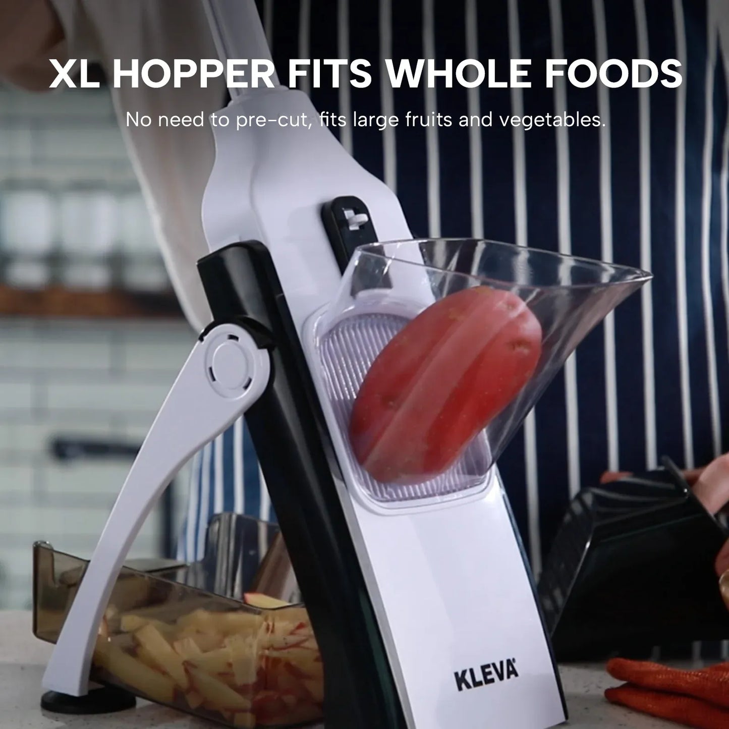 Kleva Safety Slicer One-Push Mandoline with Adjustable Thickness - KSS004