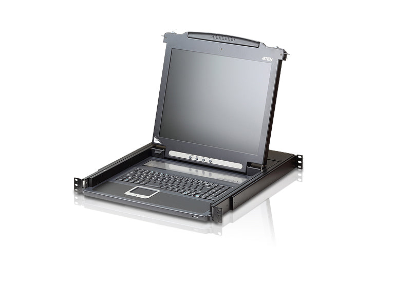 Aten Rackmount Single Rail LCD Console VGA PS/2-USB w/ 19' LCD Display, 1x Custom KVM Cable Included, 1280x1024@75hz Display, LED Illumination, CL1000N-ATA-AU