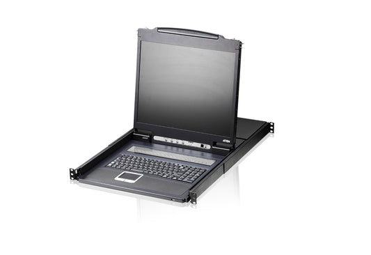 Aten Rackmount KVM Switch 8 Port VGA PS/2-USB w/ 19' LCD Display, 2x Custom KVM Cables Included, 1280x1024@75hz Display, LED Illumination, CL1308N-ATA-AU