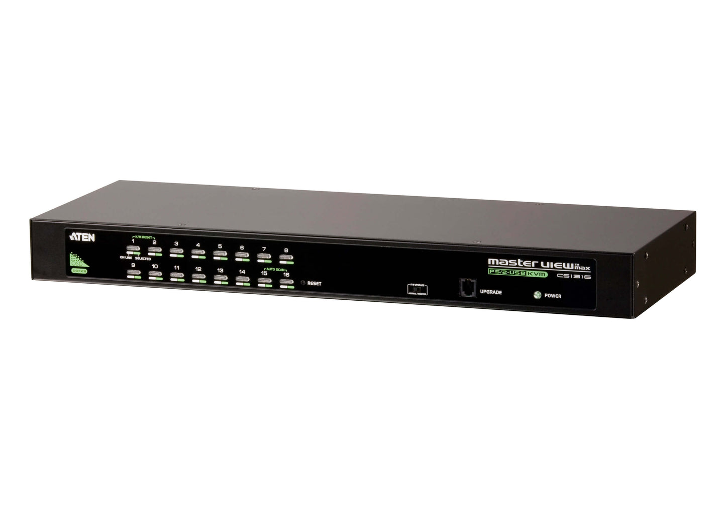 Aten Rackmount KVM Switch 16 Port VGA PS/2-USB, KVM Cables NOT Included, Selection Via Front & USD Menu, Broadcast Mode, CS1316-AT-U