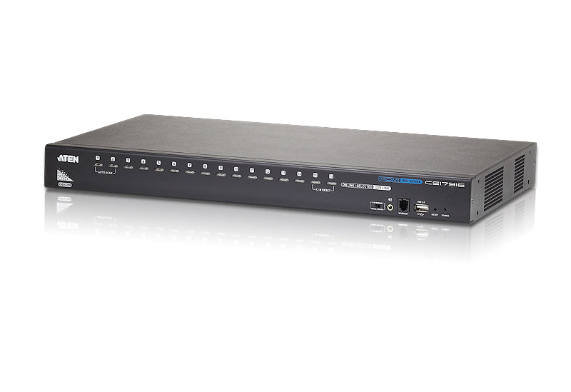 Aten Desktop KVM Switch 16 Port Single Display HDMI w/ audio, 2x Custom KVM Cables Included Only, CS17916-AT-U