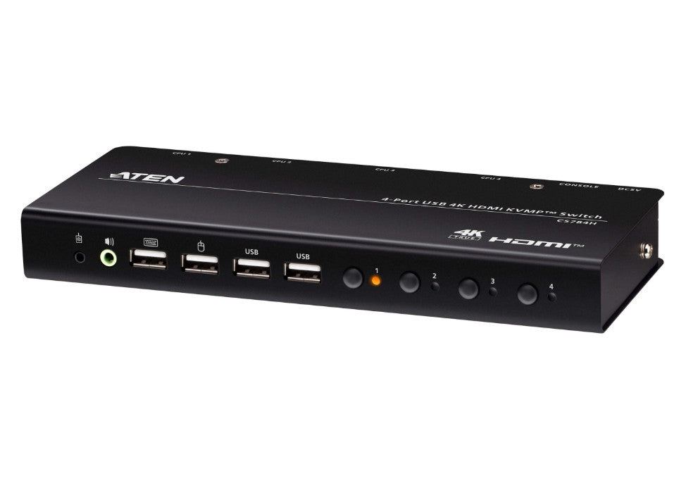 Aten 4-Port USB 4K HDMI KVMP Switch (Cables included), CS784H-AT-U