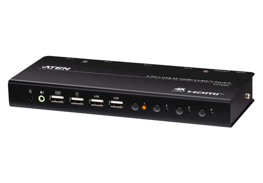 Aten 4-Port USB 4K HDMI KVMP Switch (Cables included), CS784H-AT-U