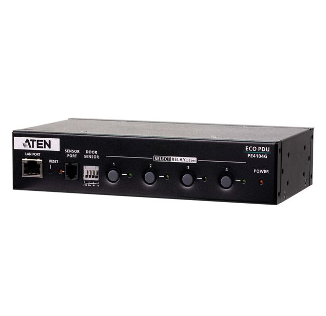 Aten 4 Port 1U 10A Smart PDU with outlet control, 4xC13 Outlets, 100 - 240 VAC, Two-level password security, Remote authentication support: RADIUS, PE4104G-AT-G