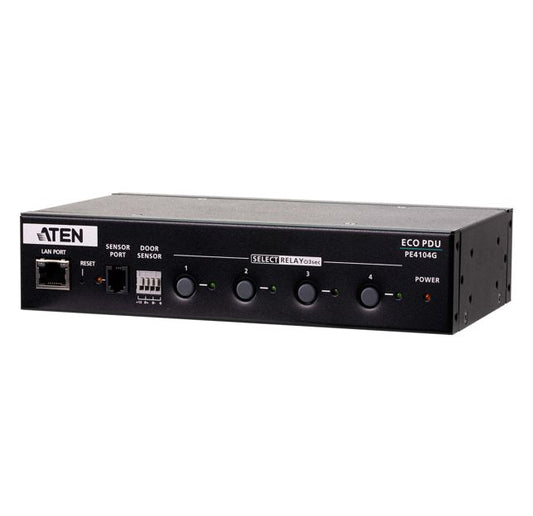 Aten 4 Port 1U 10A Smart PDU with outlet control, 4xC13 Outlets, 100 - 240 VAC, Two-level password security, Remote authentication support: RADIUS, PE4104G-AT-G
