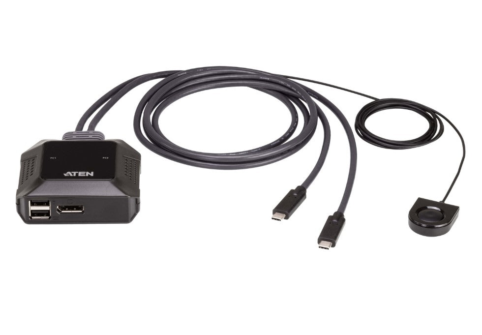 Aten 2-Port 4K DisplayPort USB-C Cable KVM Switch with Remote Port Selector, US3312-AT