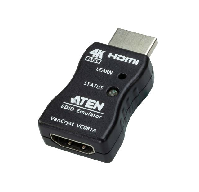 Aten VC081A True 4K HDMI EDID Emulator Adapter, Superior video quality up to 3840 x 2160 @ 60Hz (4:4:4), LED indicators, Powered by HDMI Source, VC081A-AT