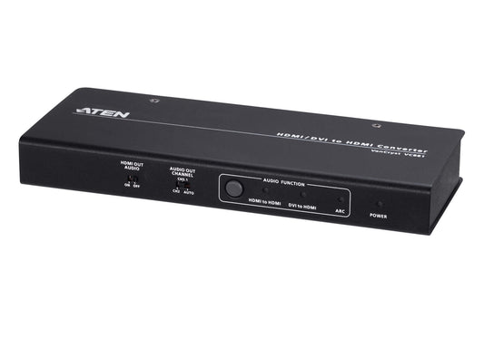Aten 4K HDMI/DVI to HDMI Converter with Audio De-Embedder, supports ARC and DVI + Audio In to HDMI conversion, analog audio out and digital audio out, VC881-AT-U
