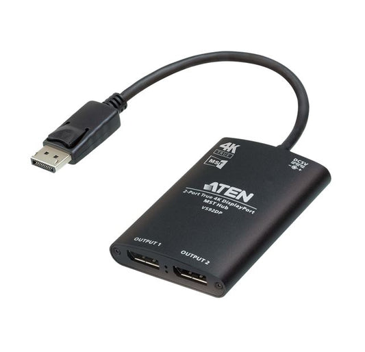 Aten VS92DP Video Splitter 2-Port True 4K resolution for dual output, up to 3840x2160@30 Hz, DisplayPort 1:2; HDCP 1.3 Compliant, VS92DP-AT