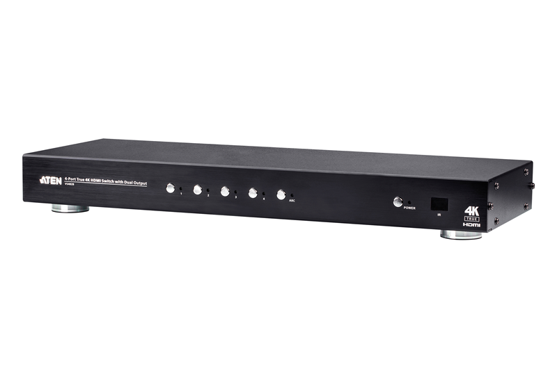 Aten 4 Port Dual Output True 4K HDMI Switch, select input ports via RS232 control, HDCP 2.2 compliant, IR Extension, VS482B-AT-U
