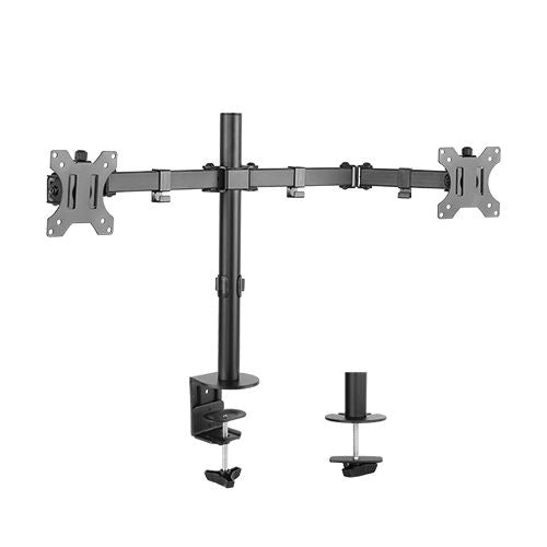Brateck Dual Screens Economical Double Joint Articulating Steel Monitor Arm Fit Most 13''-32'' Monitors Up to 8kg per screen VESA 75x75/100x10, LDT12-C024N