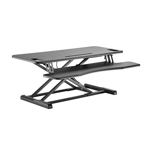 Brateck Gas Spring Sit Stand Desk Converter (950x615x110~505mm)with Keyboard Tray Deck(Standard MDF Board Surface, DWS28-02N