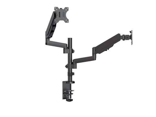 Brateck Dual Monitor Full Extension Gas Spring Dual Monitor Arm (independent Arms) Fit Most 17'-32' Monitors Up to 8kg per screen VESA 75x75/100x100, LDT16-C024