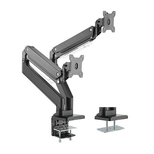 Brateck Dual Monitors Aluminum Heavy-Duty Gas Spring Monitor Arm Fit Most 17'-35' Monitors Up to 15kg per screen VESA 75x75/100x100, LDT23-C024