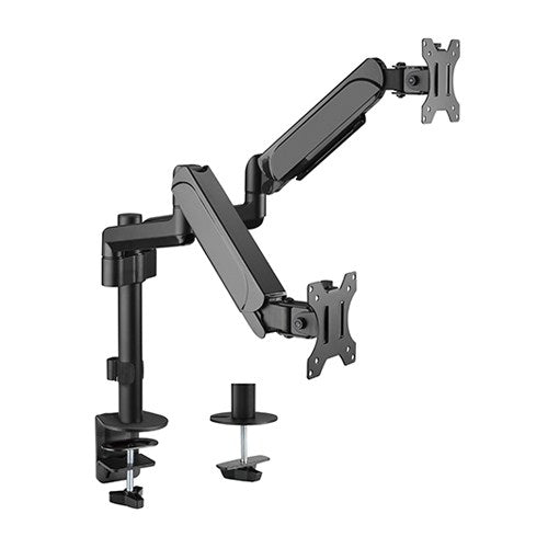 Brateck Dual Monitors Pole-Mounted Gas Spring Monitor Arm Fit Most 17'-32' Monitors Up to 9kg per screen VESA 75x75/100x100, LDT48-C024
