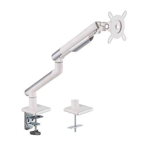 Brateck Single Monitor Premium Slim Aluminum Spring-Assisted Monitor Arm Fix Most 17'-32' Monitor Up to 9kg per screen VESA 75x75/100x100 - White, LDT49-C012-W