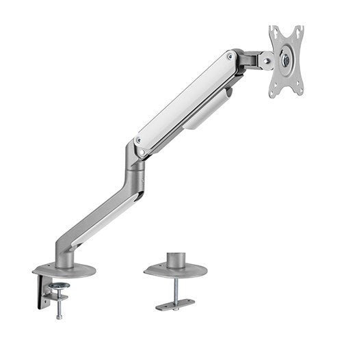 Brateck Single Monitor Economical Spring-Assisted Monitor Arm Fit Most 17'-32' Monitors, Up to 9kg per screen VESA 75x75/100x100 Matte Silver, LDT63-C012-S