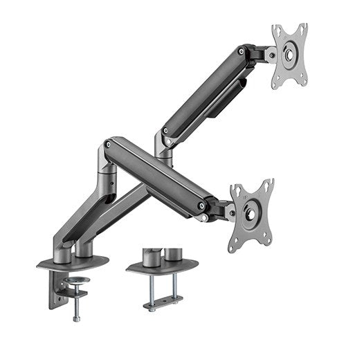 Brateck Dual Monitor Economical Spring-Assisted Monitor Arm Fit Most 17'-32' Monitors, Up to 9kg per screen VESA 75x75/100x100 Space Grey, LDT63-C024-B