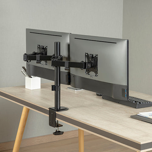 Brateck Dual-Monitor Steel Articulating Monitor Mount Fit Most 17'-32' Monitor Up to 20KG VESA 75x75,100x100(Black)(NEW), LDT66-C024