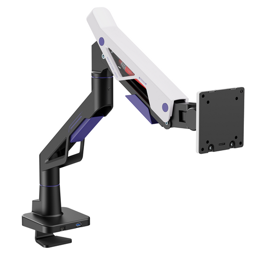 Brateck LDT95-C012UC Atlas Neo Gaming Monitor Arm with USB-A & USB-C Ports For most 24'~57' Monitors, Fit Curved Monitor, Matte Black & White (new), LDT95-C012UC-BLKWH