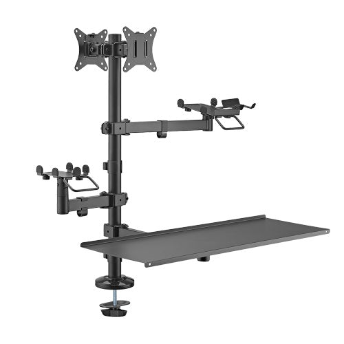 Brateck POS Mounting Solution For Dual Screens (with keyboard tray), Fit Screen Size:17'-32'm, Weight Capacity (per screen): 9kg (LS), PMM-02LD