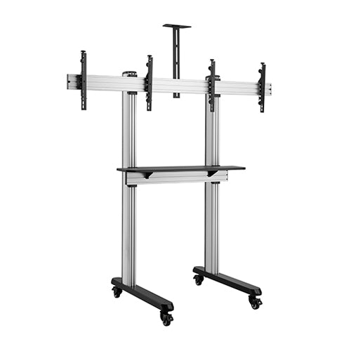 Brateck Dual Screen Video Conferencing TV Cart for 45'-55' TVs Up to 50kg each, Fine Texture Grey, 2009x1000x2460mm (LS), TTD09-46FW